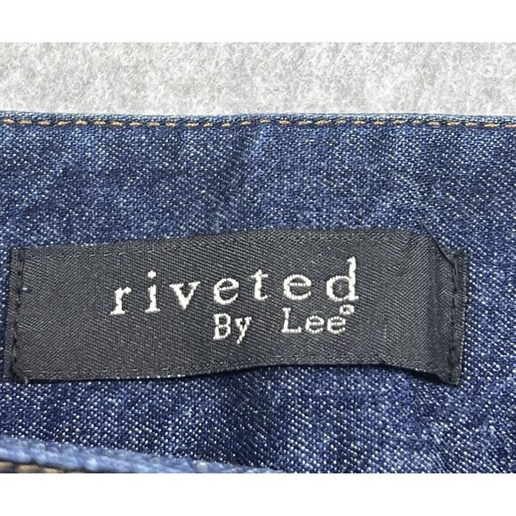 Riveted by Lee Pant Womens Large Indigo Flat Front Relaxed Fit Crop Trousers - Picture 6 of 9